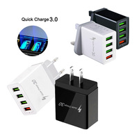 Adaptador de carga rápida 3.1A 3,0, cargador de pared Usb de 4 puertos para iPhone UK Plug QC3.0, adaptador de cargador de viaje USB