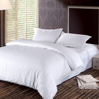 Parure de lit de luxe 100 % coton tissé satiné à rayures brodées, 300 fils, style uni, personnalisable, taille King/Queen, pour hôtels
