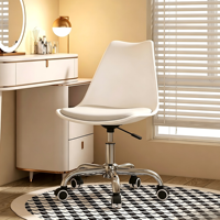 Chaise de bureau confortable, chaise d'ordinateur, chaise de coiffeuse réglable en hauteur pour chambre à coucher, design tulipe minimaliste, dossier pivotant