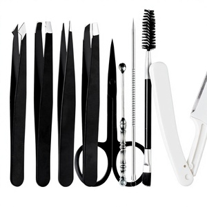 Pinzas para Cejas Reutilizables Ligeras de Acero Inoxidable Negro con Punta Inclinada - Product Image 2