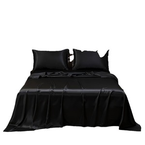 Cobedzy Ensemble de literie 4 pièces en satin de soie rouge pour lit <span class=keywords><strong>Queen</strong></span> <span class=keywords><strong>Size</strong></span>, 1 drap-housse à poches profondes, 1 drap plat, 2 taies d'oreiller, respirant - Product Image 5