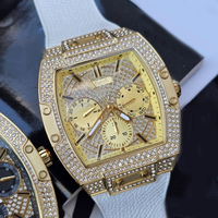 Nuevo Reloj de Lujo para Hombre Guess GW0048G3 2026, Esfera Cuadrada con Diamantes, Caja de Acero Inoxidable, Correa de Silicona, Reloj Deportivo de Cuarzo