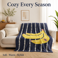 Selimut Lempar Motif Pisang Garis Biru Dongker Bahan Fleece Lembut Dapat Dicuci Mesin Ringan Hangat Semua Musim untuk Sofa Rumah Hadiah Grosir