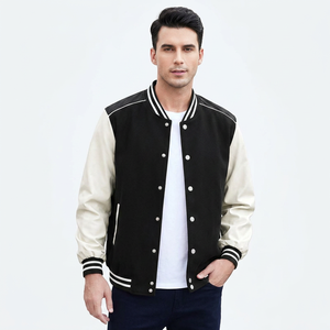 Blouson Bomber en Laine à Manches Longues pour Homme avec Broderies et Patchs – Vêtement d'extérieur - Product Image 1
