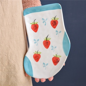 Creativo calzino stile porcellana a forma di piatto in ceramica dipinto a mano Di Natale piatto di frutta per la casa semplice piccola cena piatto - Product Image 5