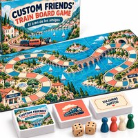 Jeu de société coopératif Fancboard Custom FRIENDS TRAIN |   Édition espagnole |   Carton plié en quatre parties |   Coins arrondis |   Enfants