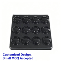 12 pièces de barquettes en plastique jetables pour chocolat, emballage en blister rectangulaire, plateau pour truffes au chocolat avec couvercle transparent