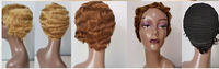 Perruque coupe courte au carré pour femme, cheveux 100% naturels, couleur blond, coupe Pixie, livraison gratuite