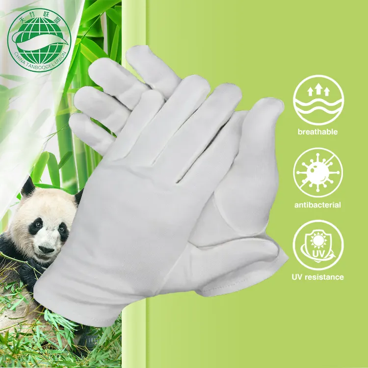 Cheap White Cotton Gloves Eco-Friendly Bamboo Antibacterial Sweat Absorption Breathable Thin Beauty Moisture White Cotton Hand Gloves For Eczema