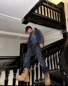 Stivali Utility Cachi con Occhielli Dorati, Resistenti, Retro Blu, Suola Spessa, Termici per Lavoro, Avventure all'Aperto, Estate, Autunno, Inverno - Product Image 3