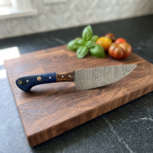 Damascus Steel Kitchen <b>Knife</b> <b>Set</b> 5-Piece Wood Handle Straight Back Bevel Edge Chef <b>Knives</b> - Product Image 2