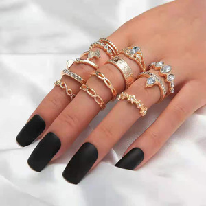 Fashion Jewelry <b>Sets</b> 11pcs Rose Gold <b>Crystal</b> Rings Butterfly Star Marquise Cut For Women Party Wear - Product Image 2