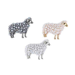 Cadeau souvenir élégant perles blanches mouton broches or mignon Animal <span class=keywords><strong>agneau</strong></span> épinglettes ferme bijoux Collection - Product Image 1