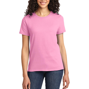 Soft Drape Blank <b>T</b>-Shirt For Women In Cotton Rich Blend Featuring Short Sleeves And Slightly Longer <b>Back</b> For Coverage - Product Image 1