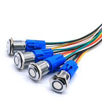 Sakelar Tombol Tekan 22mm 48v Baja Tahan Karat IP67 250V dengan LED Hijau 10A Arus Tinggi Industri RGB On/Off Momentary