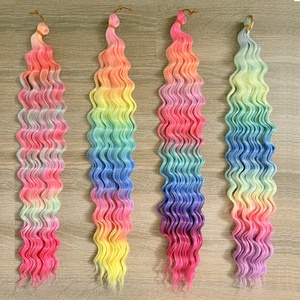 Cabello Sintético de Crochet de 24 Pulgadas y 100g, Estilo Boho, Ondulado Profundo, Estilo Playero, Ondulado Húmedo y Profundo, para Peinados con Trenzas, Precio de Fábrica - Product Image 3