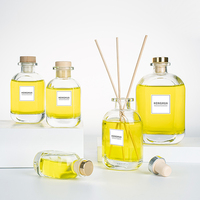 Flacon diffuseur en verre noir de qualité supérieure pour parfum d'ambiance, 50 ml et 200 ml, récipient aromatique vide avec emballage élégant