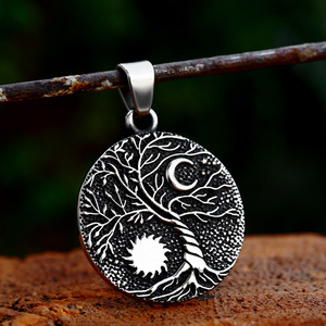 Pendentif arbre de vie Viking en acier inoxydable, nouveau Design créatif, pendentif <span class=keywords><strong>lune</strong></span> soleil, mode, bijoux rétro Vintage, SS8-1084P, <span class=keywords><strong>2023</strong></span> - Product Image 3