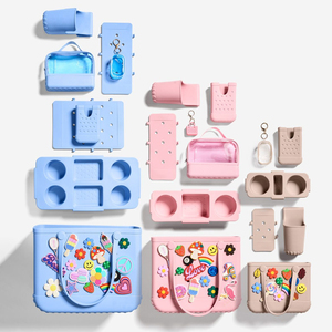 Sac de plage en EVA personnalisé avec logo, style sac fourre-tout en caoutchouc imperméable avec porte-gobelet et trous pour breloques DIY, idéal pour les voyages d'été à la plage - Product Image 2