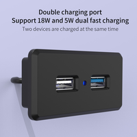 Station de charge murale 2-en-1 avec hub USB intégré et prise secteur USB-C PD 18W pour charge rapide, à fixer sur lit, bureau ou canapé