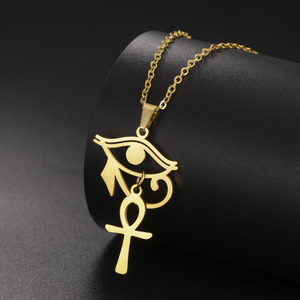 Colgante Ojo de Horus del Antiguo Egipto, collar de acero inoxidable para hombres y mujeres, amuleto cruzado Retro de moda, regalo de joyería - Product Image 6