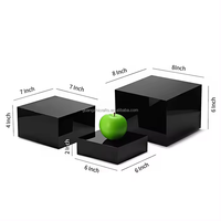 Quadratische Acryl Food Riser Stand Regal Acryl Würfel Box Schwarz Acryl Buffet Food Trays