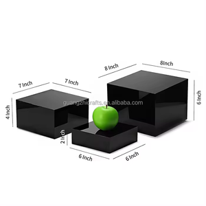 Étagère carrée en acrylique avec support pour aliments, boîte <span class=keywords><strong>cube</strong></span> en acrylique, plateaux de buffet en acrylique noir - Product Image 5