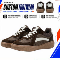 Grossistes - Sneakers décontractées pour hommes - Marron - Aspect daim rétro - Marque privée - OEM ODM - Sneakers personnalisées avec logo - Certifiées BSCI - Approvisionnement en gros