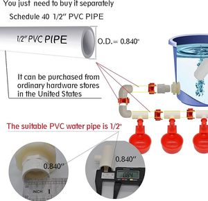 Abreuvoirs automatiques à tétine pour poulets et raccords en <span class=keywords><strong>PVC</strong></span> de 1/2 pouce, abreuvoirs pour volailles, coupelles d'eau pour poulets - Product Image 3