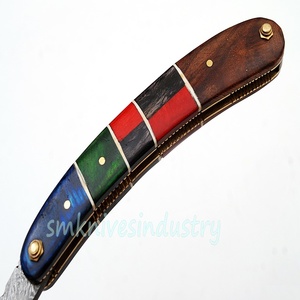 <b>Sm</b> Knives Handmade Damascus Straight Shaving Razor with Leather Sheath Personalization Model <b>Sm</b> 4 (sm4) - Product Image 3