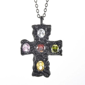 Colgante de cruz martillado de acero inoxidable vintage para collar, para mujeres y hombres, con cristales coloridos, amuleto religioso, regalos de joyería, 1 unidad - Product Image 4