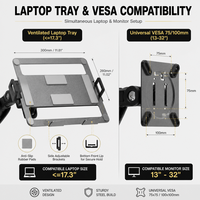 Support de bureau pour ordinateur portable en métal, capacité de charge de 10 kg, pour bureau, école, hôtel, postes de travail (17-32 pouces)