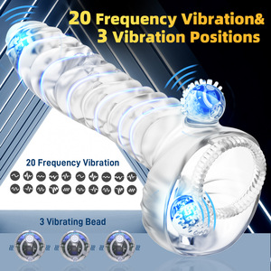 Manchon vibrant en cristal avec télécommande sans fil pour homme, simulation d'éjaculation retardée, pour adulte - Product Image 2