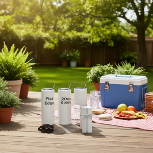 Vasos sublimables de 20 oz, de acero inoxidable, aislados al vacío, con tapa y pajita, paquete al por mayor para uso en exteriores, hogar y oficina. - Product Image 2