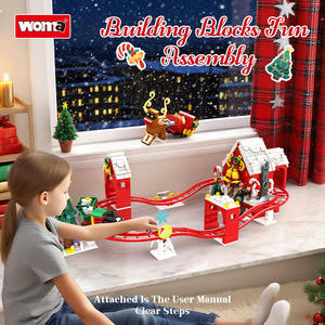 Woma Educational <b>Plastic</b> Building Blocks Christmas Train Track <b>Sliding</b> Car Small Particle Assembly Toy Christmas Gift Exclusive - Product Image 3