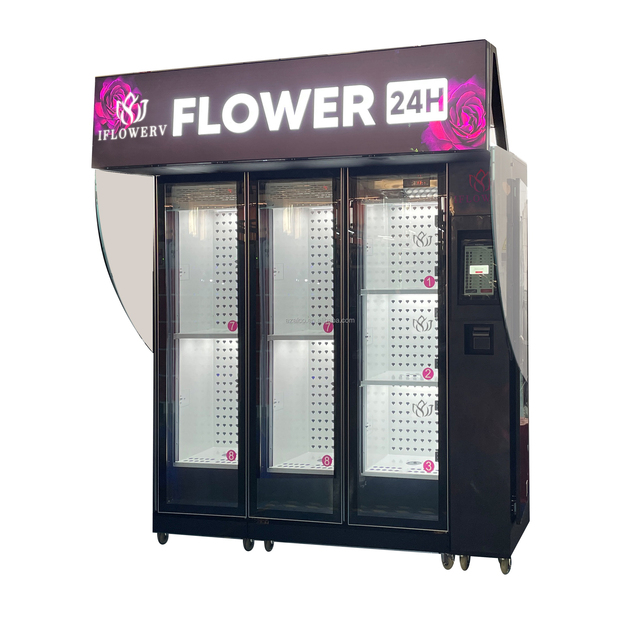 Outdoor Indoor 7 Lockers Lattice Fresh Flores Frescas Fruit Flower Vending Machine Temperature Control Quality Snow Resistance