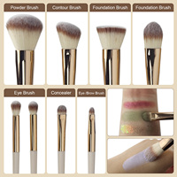 Ensemble de 8 pinceaux de maquillage professionnels pour le visage avec sac de rangement en cuir, poils synthétiques doux, logo personnalisé, kit de voyage