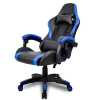 Chaise de jeu entièrement personnalisée avec rembourrage, pivotante à 135 degrés, en cuir écologique bleu, avec réglage de la hauteur et de l'inclinaison