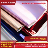 Échantillon Gratuit - Tissu en Cuir Artificiel Iridescent Effet Laser pour Vêtements, Matériau Décoratif DIY en PU Résistant à l'Abrasion, Épaisseur 0,7 mm