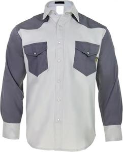 NFPA HRC 2 ملابس عمل آمنة من نغمتين قميص عمل غربي طويل الأكمام مقاوم للهب شعار مخصص - Product Image 5