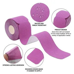 Bande de kinésiologie en coton pré-découpée 5 cm, bande adhésive élastique pour soulager les douleurs musculaires, soutien du genou et du cou, physiothérapie - Product Image 3
