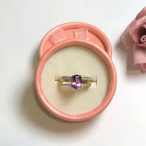 S925 Silver 18K Gold Plated Bezel Setting Amethyst Ring 5A Zircon Adjustable Band Gemstone Rings Fine <strong>Jewelry</strong> Wholesale - Product Image 3