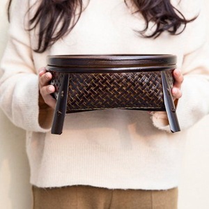 <b>Bamboo</b> Woven Coffee <b>Table</b> With Tea Set Storage Handmade Asian Style Antique Design For Kung Fu Tea Ceremony - Product Image 3