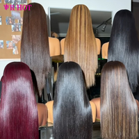 Perruque frontale en dentelle HD densité 250, cheveux humains lisses, pleine densité, cheveux vierges bruts SDD, effet peau indétectable