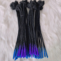 Bas fait à la main naturel noir afro 1b bleu 14 pouces 0.6 cm 100% cheveux humains locs extension crochet dreadlocks extensions de cheveux