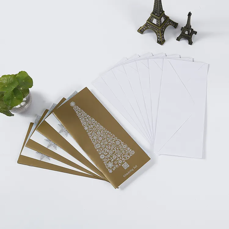 بطاقة عيد ميلاد ورقية مطوية بطباعة مخصصة من الجهة المصنعة بطاقات تهنئة فاخرة مُزينة بالزهور مصنوعة يدويًا مع مظروف
