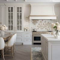 Meubles de cuisine sur mesure de luxe du Vermont, armoires de cuisine modernes sans poignées avec îlot central pour projets de villas et maisons complètes