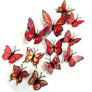 Adesivo murale fiore rosa rosa Plus 3D <span class=keywords><strong>farfalla</strong></span> rossa 12 adesivo da parete decorativo - Product Image 5