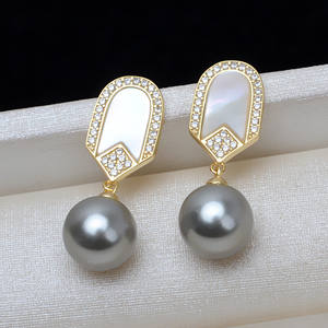 Ensemble de clous d'oreille et collier en argent S925, accessoires de bijoux DIY avec pendentif en perle personnalisé, chaîne 1356 - Product Image 1