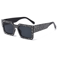 Nouveau style 2025 Lunettes de soleil unisexes à monture carrée intégrale, entièrement serties de diamants, UV400, style milliardaire, pour célébrités d'Internet et de la mode hip-hop